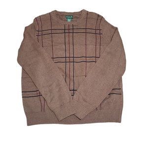 David Taylor Crew Neck Sweater 2XL Brown Cotton Long Sleeve Golf Geometric